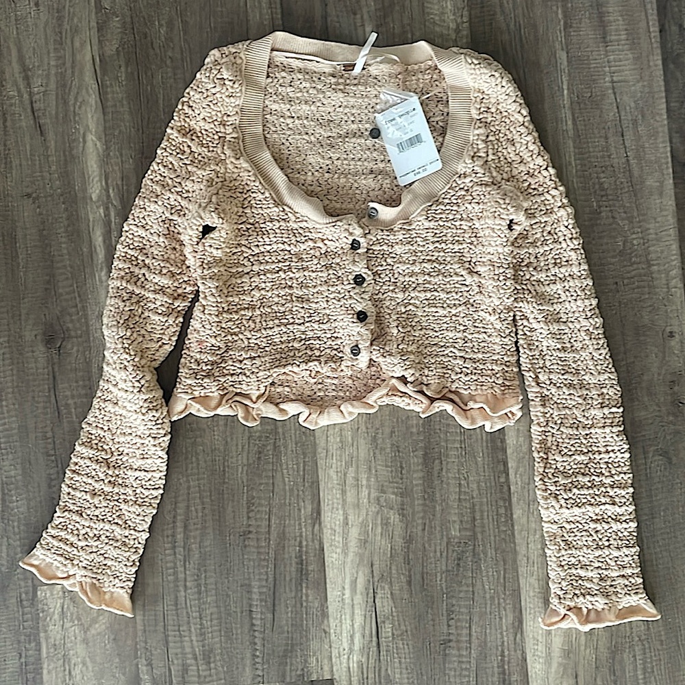 Free People Rose Water crop cardigan